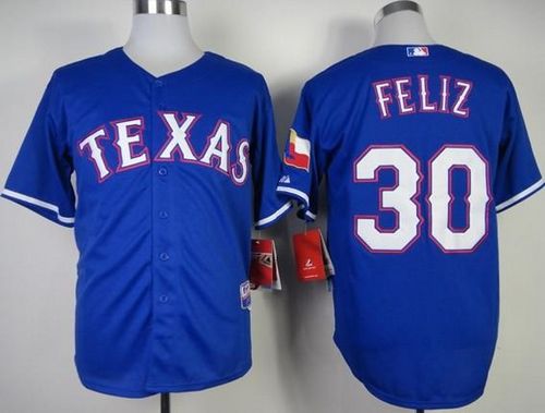 Rangers #30 Naftali Feliz Stitched MLB Blue Cool Base Jersey - Click Image to Close